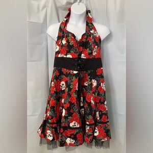 Torrid Red & Black Skull and Roses Halter Dress - Plus Size 24